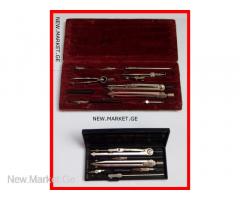 готовальня циркуль набор чертежный прибор инструмент technical drawing set drafting tool ფარგალი